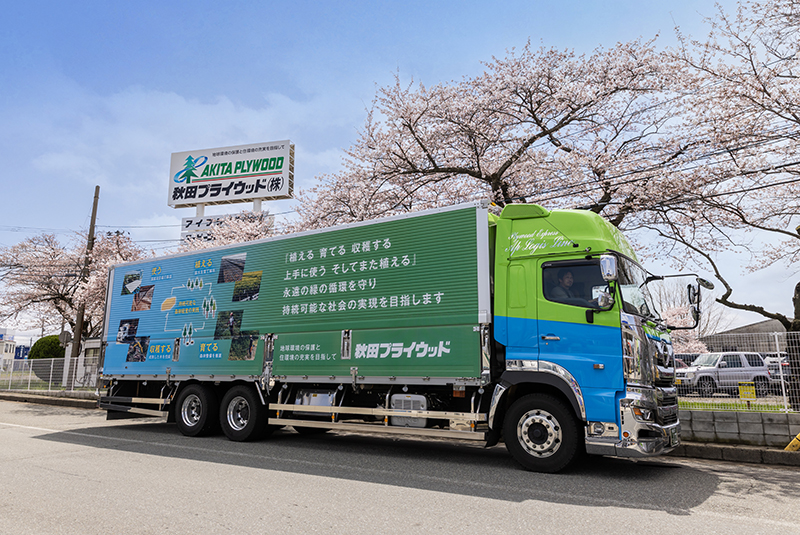 本社敷地内に咲く満開の桜　癒しの風景が広がる